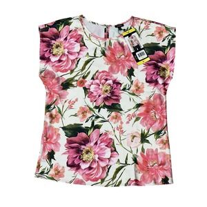 Express Women's Short Sleeve Floral Satin Like Blouse Size Small NEW